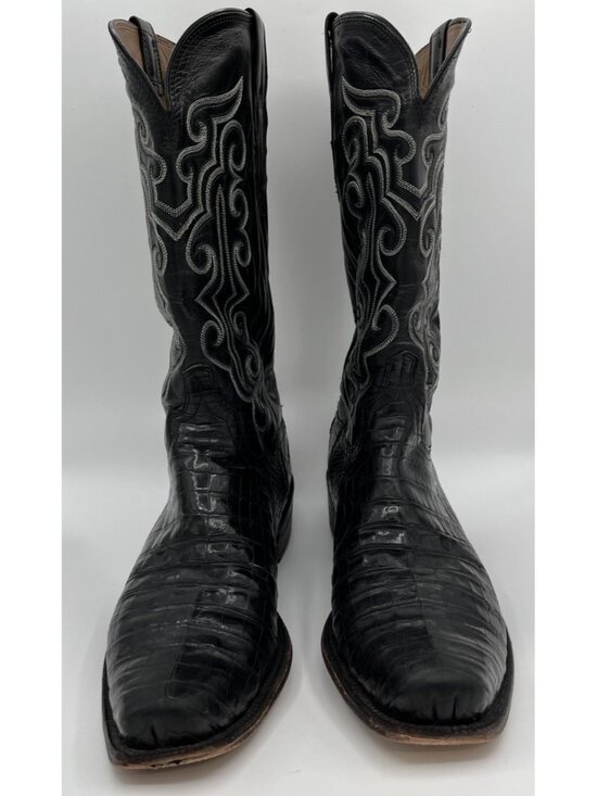 LUCCHESE CLASSICS Handmade Black CAIMAN BELLY Western Cowboy Boots Mens 13D main image 12